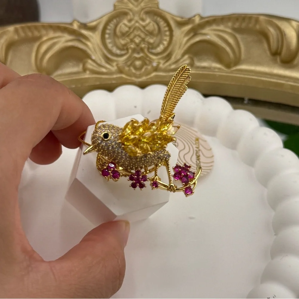 Gold Bird Statement Ring – Crystal & Ruby Red Accents 🐦✨ - Picture 13 of 13